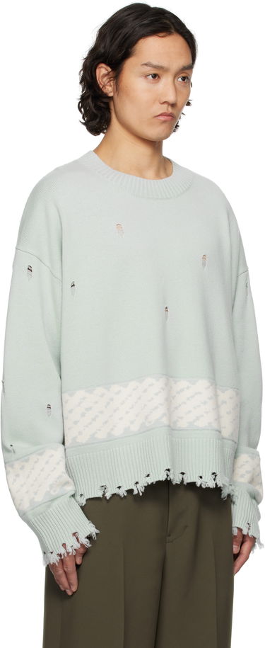 Sweater Feng Chen Wang Feng Chen Wang Ripped Jacquard Sweater Grøn | FUS19KT07, 1