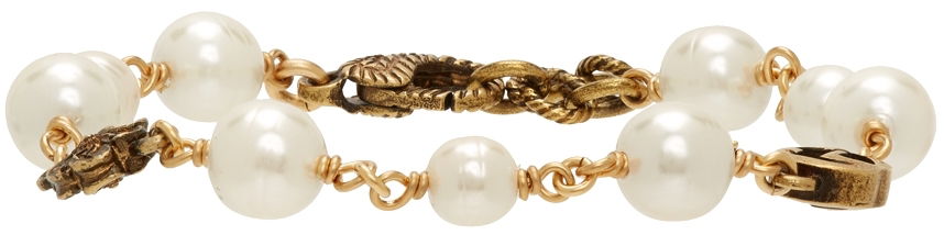 Armbånd Gucci Interlocking G Flower Pearl Bracelet "Gold" Metalisk | 664352 I4620, 0