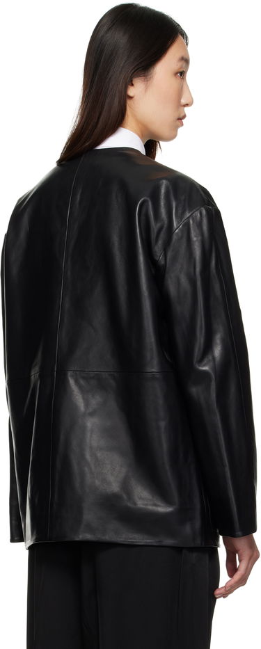 Jakke Róhe Róhe Mandarin Leather Jacket Sort | 416-11-073, 2
