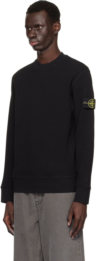 Sweater Stone Island Stone Island Waffle Fleece Sweatshirt Sort | K1S15 6100008 S0044, 3