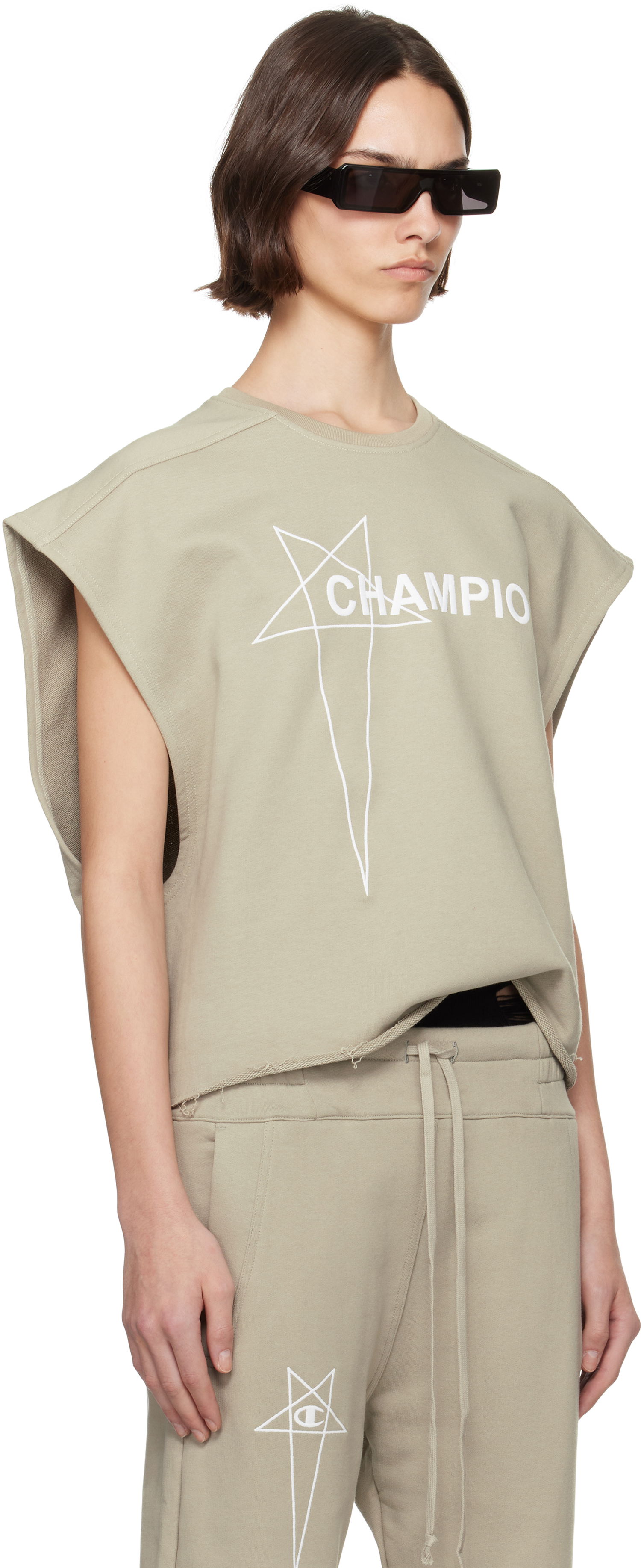 Tanktop Rick Owens Rick Owens Champion Edition Micro Tatlin Tank Top Beige | CW01E1666 CHFE, 1