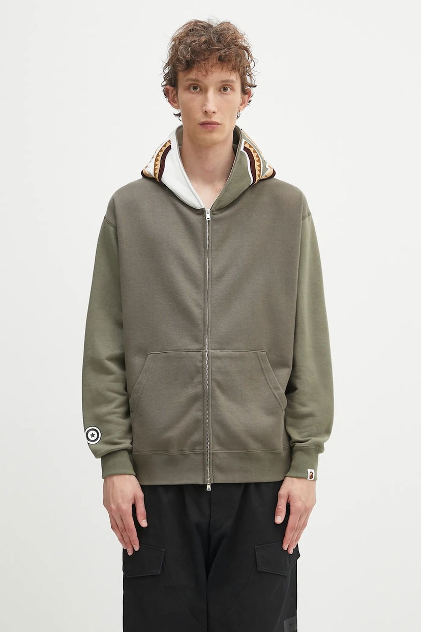 Sweatshirt BAPE A Bathing Ape Shark Full Zip Hoodie Grøn | 1K70115312