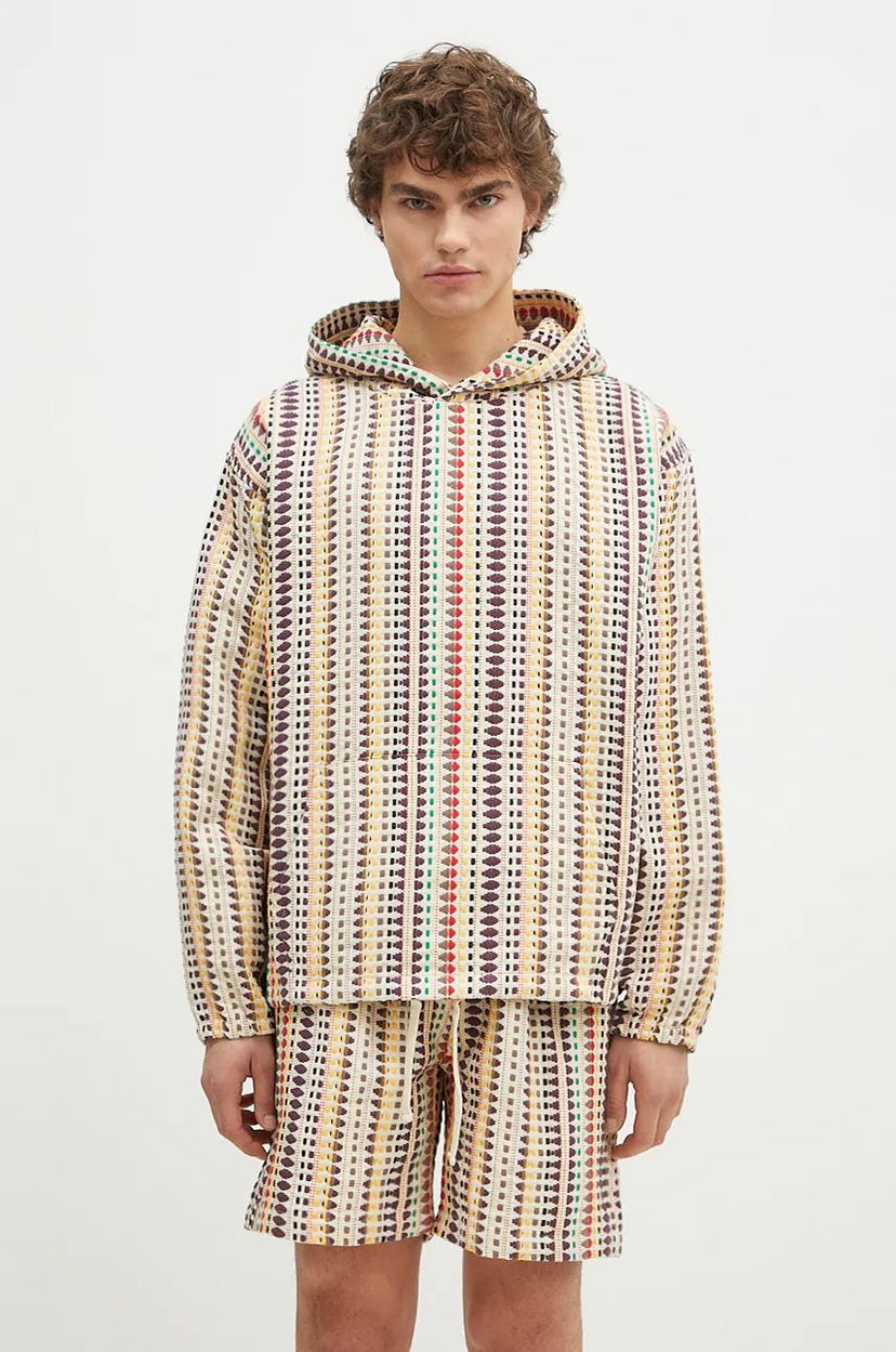 Sweatshirt Pleasures Stitch Poncho Hoodie With Hood Beige | P24F052