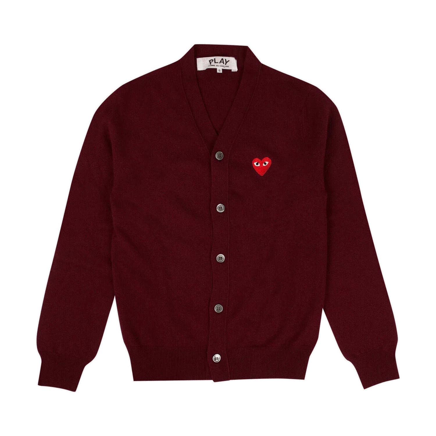 Sweater Comme des Garçons PLAY Heart Wool Cardigan Bourgogne | az n008 051 4, 0