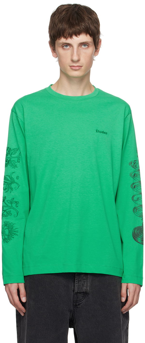 T-shirt Études Graphic Print Long Sleeve T-Shirt Grøn | H23MC172A01036