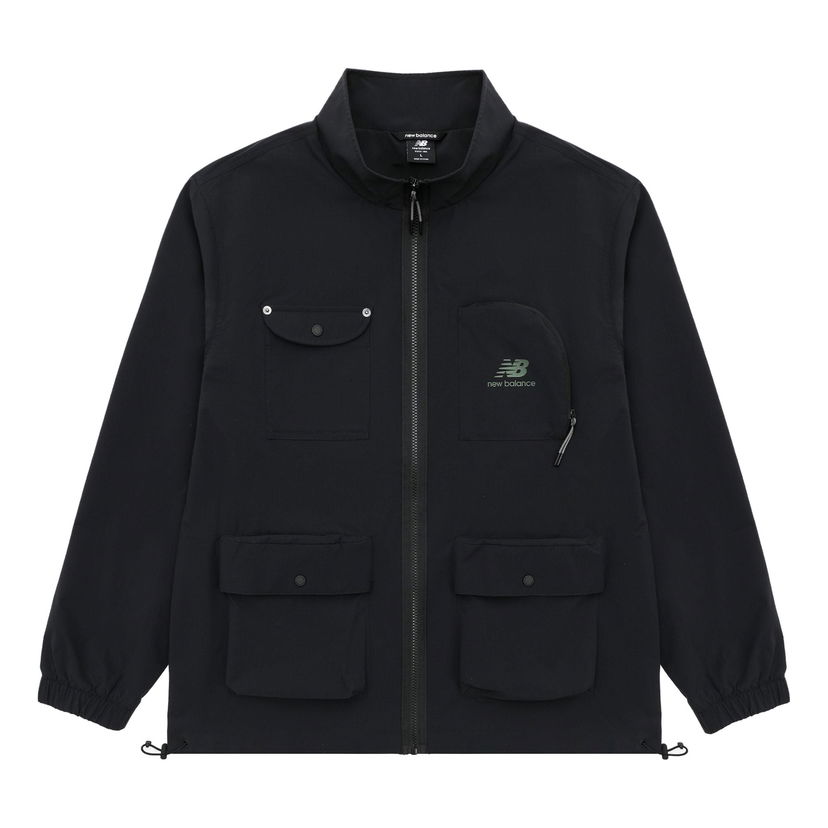 Vindjakke New Balance Logo Full-Zip Utility Jacket Sort | AMJ31322-BK