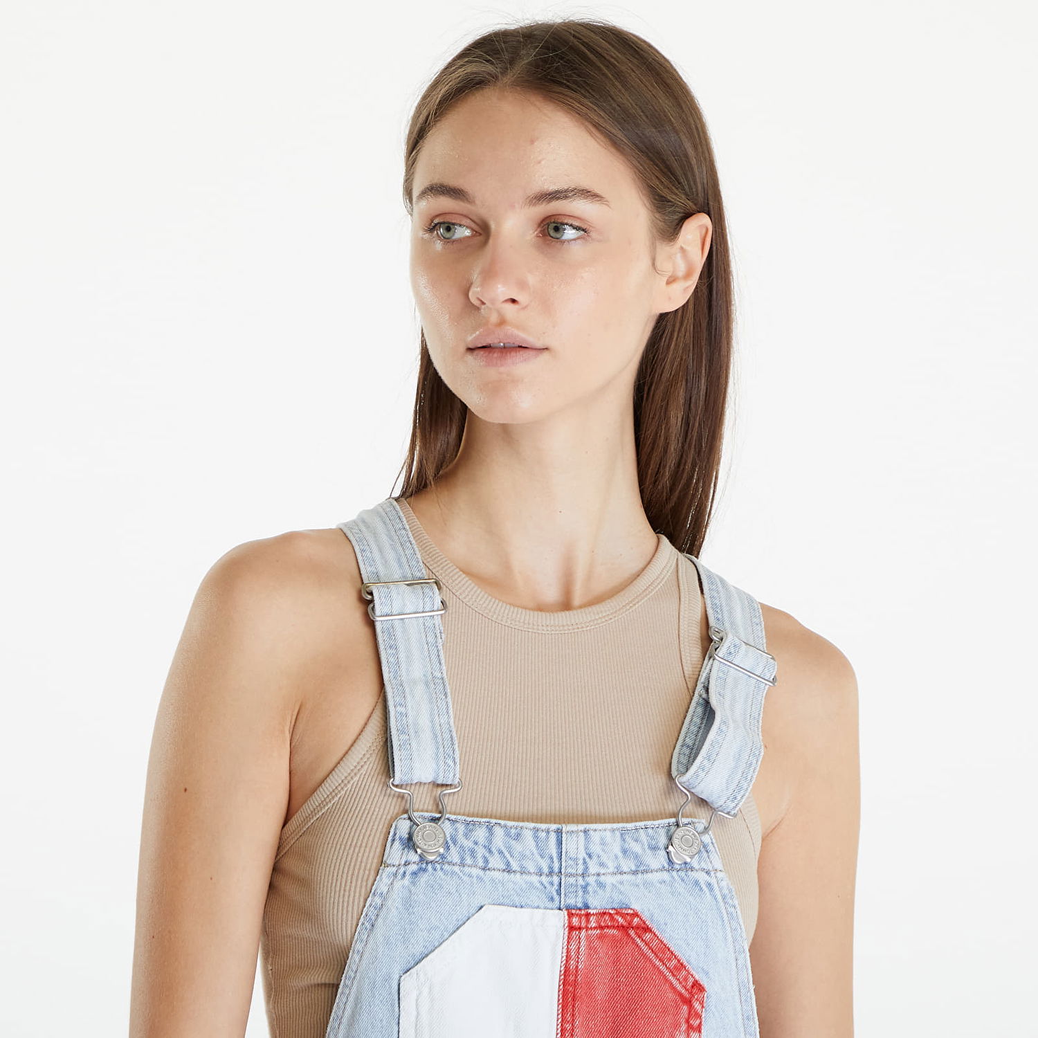 Kjole Tommy Hilfiger Dungaree Flag Dress Denim Light Blå | DW0DW18116 1AB, 1