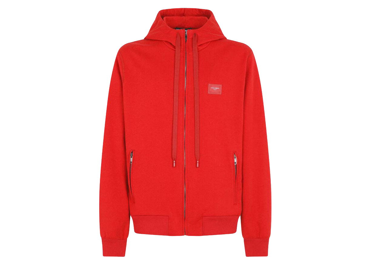 Sweatshirt Dolce & Gabbana Jersey Zip Up Hoodie Red Rød | G9PD2TFU7DUR2254, 0