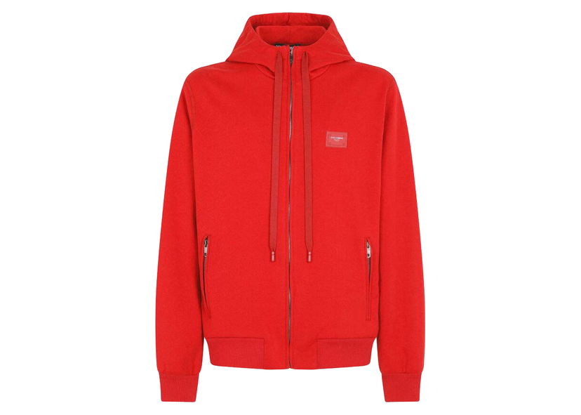 Sweatshirt Dolce & Gabbana Jersey Zip Up Hoodie Red Rød | G9PD2TFU7DUR2254