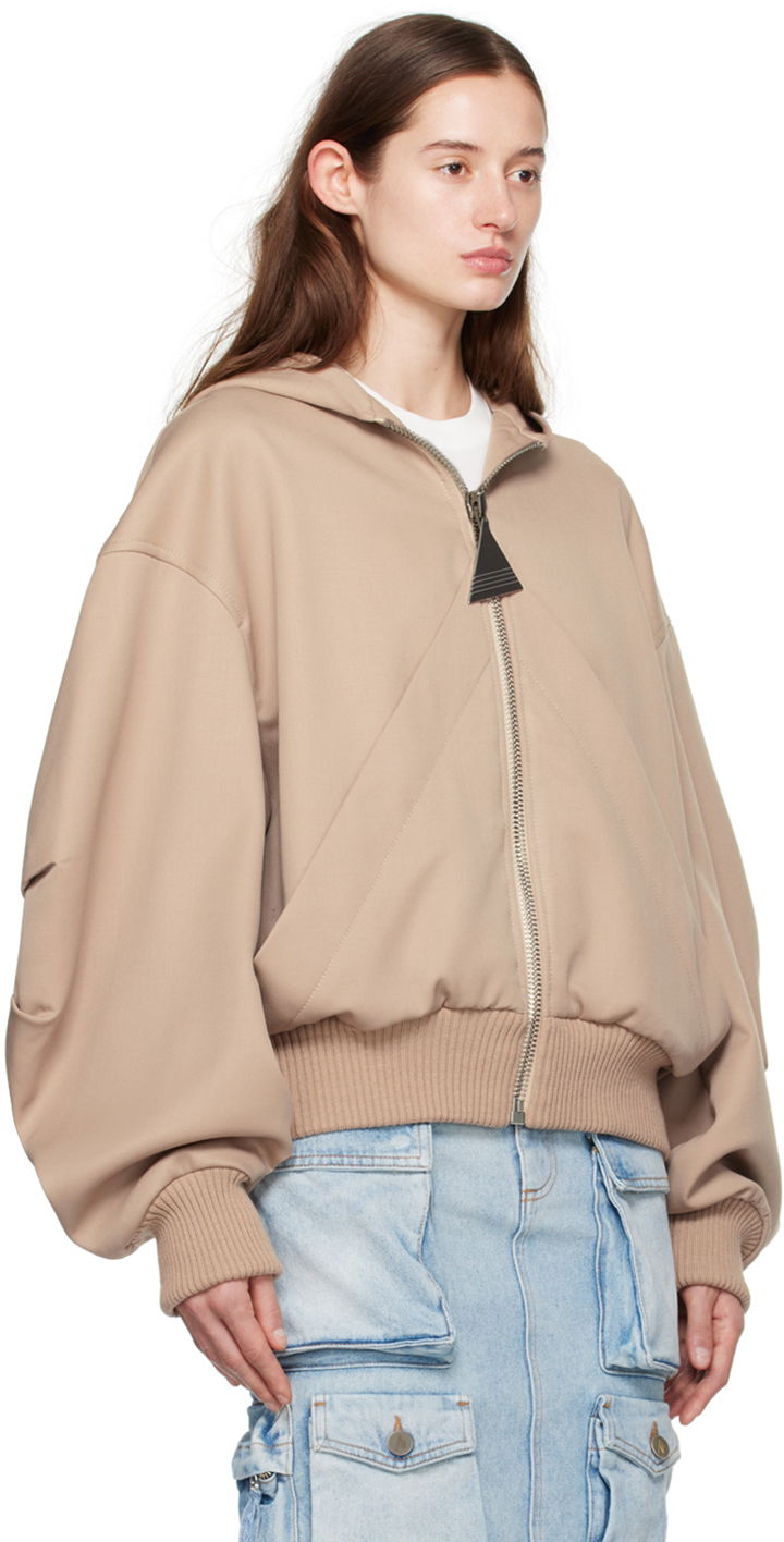 Sweatshirt The Attico Attico Hooded Bomber Jacket Beige | 241WCB41 W046, 1