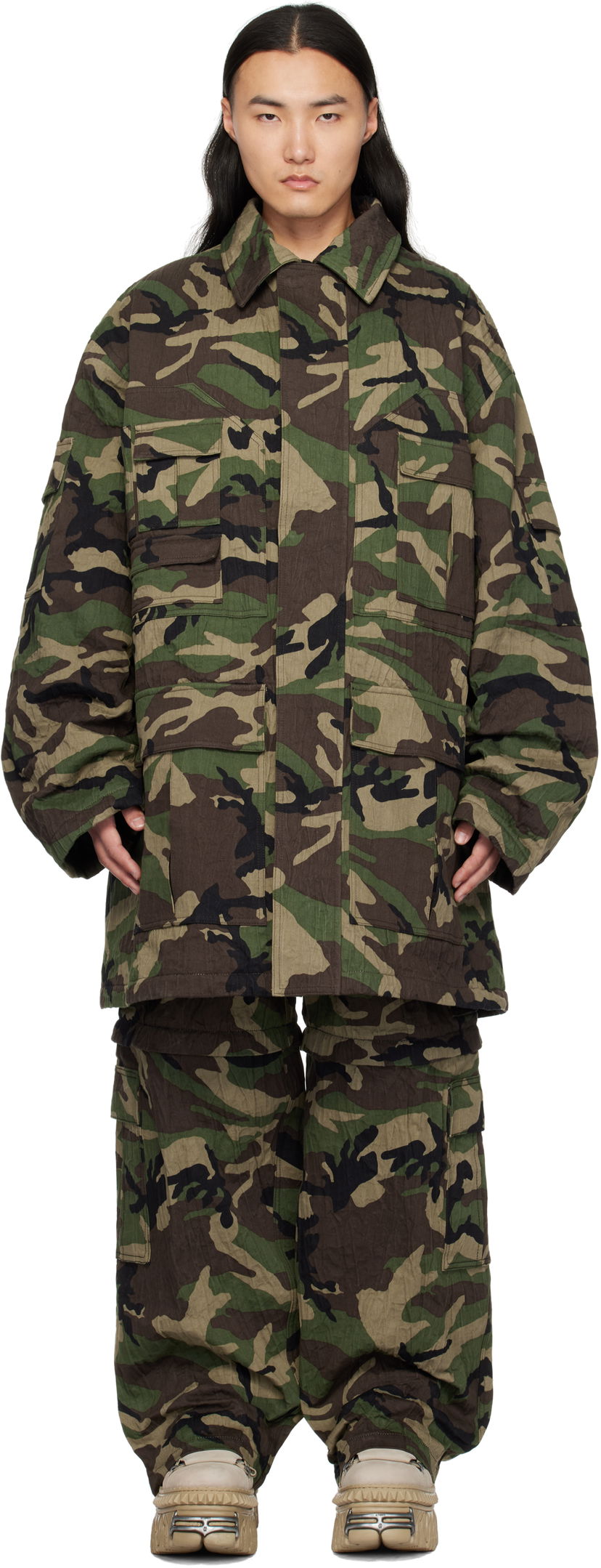 Parka VETEMENTS Vetements Runway Metalized Wrinkled Utility Jacket Grøn | UA66JA100X