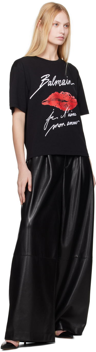 T-shirt Balmain Balmain Short-Sleeved Kiss Print T-Shirt Sort | EF1EG110GE45, 3