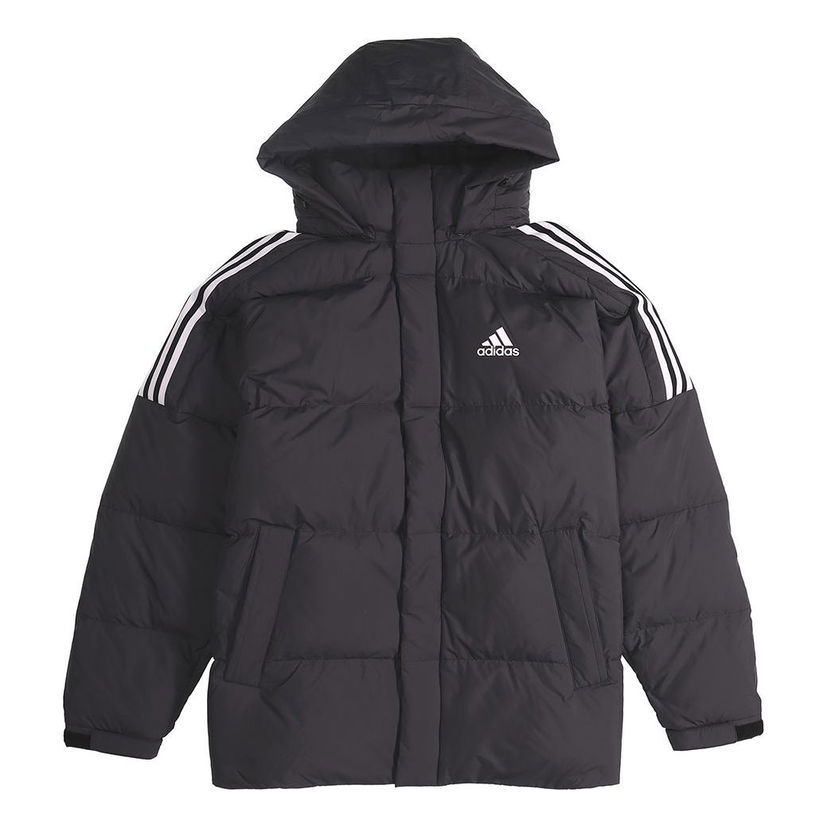 Puffer jakke adidas Originals 3st Puff Down Hooded Jacket Sort | GF0101