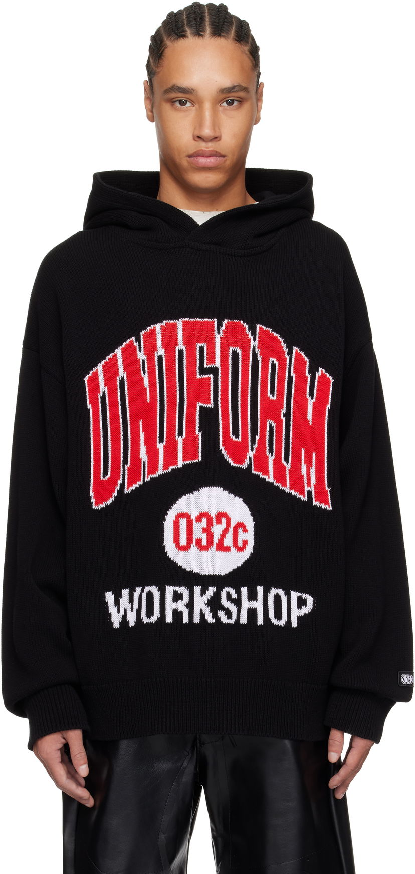 Sweatshirt 032C Lucky Strike Knit Hoodie Sort | S25-URK-0611-000