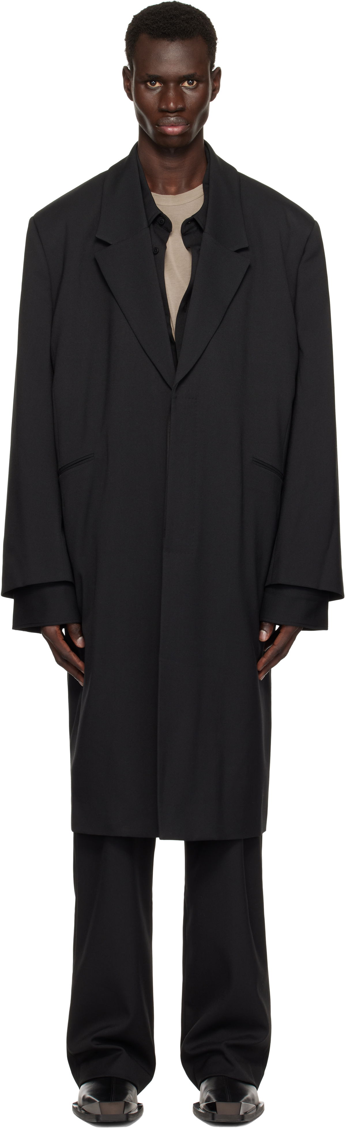 Frakker Entire Studios Entire Studios Single Breasted Coat Sort | ES2686BW, 0