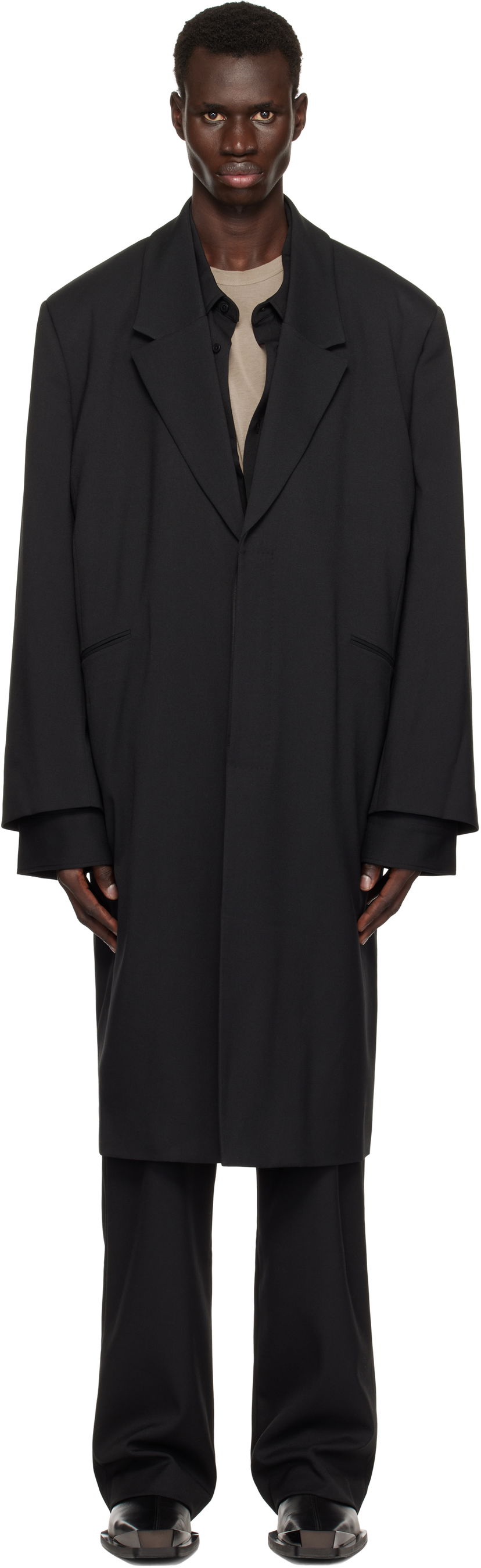 Frakker Entire Studios Entire Studios Single Breasted Coat Sort | ES2686BW