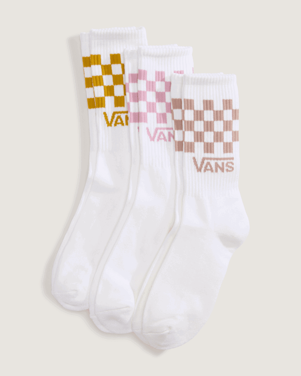 Sokker Vans Vans Classic Check Crew Socks (3 Pairs) Hvid | VN000QBUEN7, 0