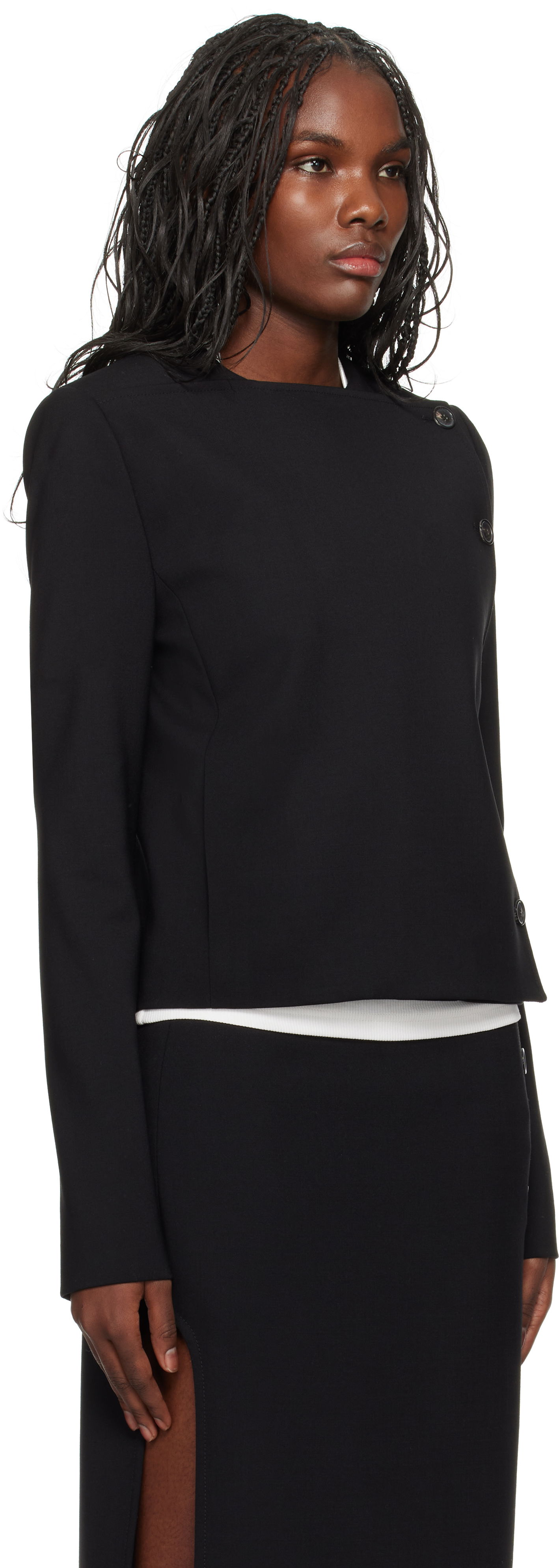 Jakke Courrèges Buttoned Tailored Jacket Sort | 424CVE102WO0113, 1