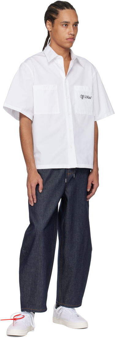 Skjorte Off-White Off-White Script Summer Shirt Hvid | OMGG002C99FAB0030110, 3