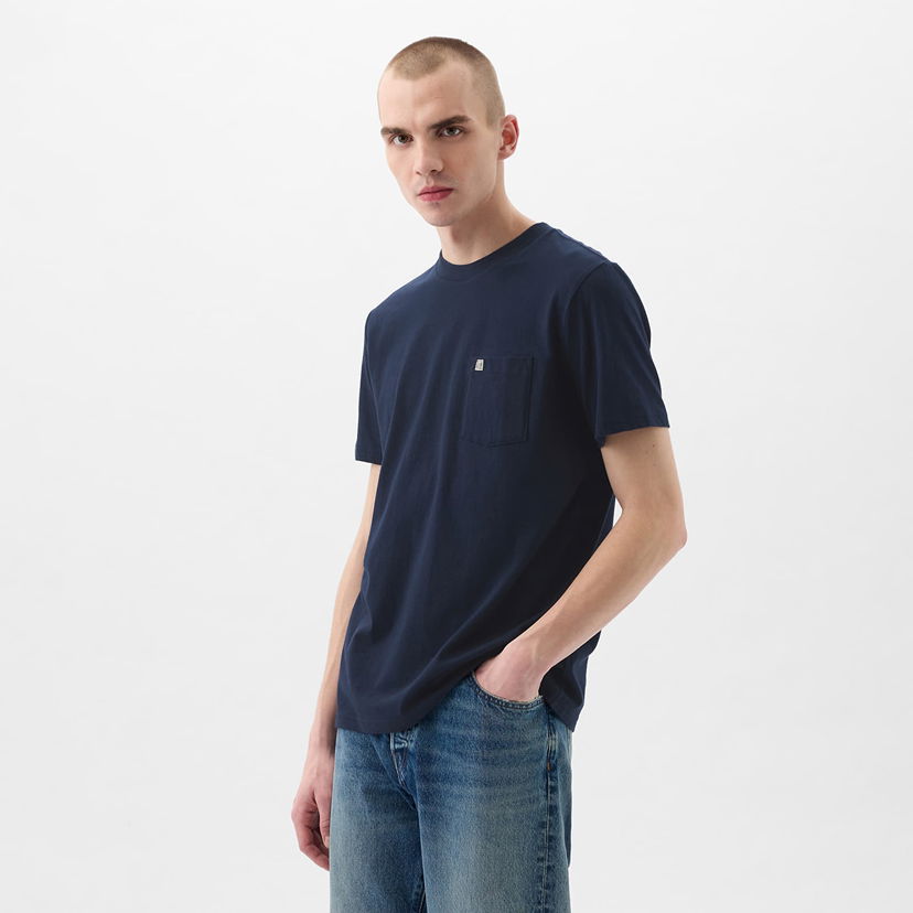 T-shirt GAP Pocket Micro Logo Tee Tapestry Navy Mørkeblå | 857901-02