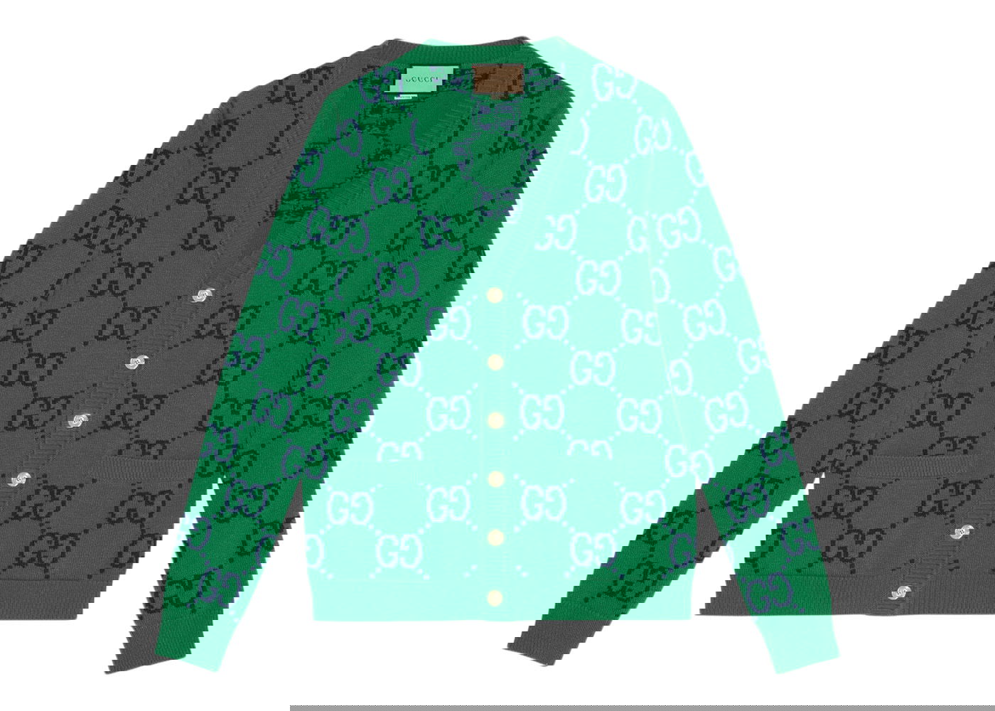 Sweater Gucci GG Knit Cardigan Green/Blue Grøn | 674043 XKB3V 3129, 0
