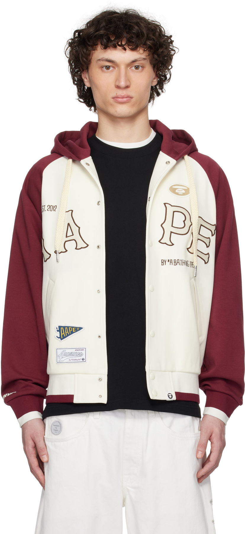 Bomberjakke AAPE by A Bathing Ape AAPE by A Bathing Ape Main Zip Up Hoodie Jacket Hvid | AAPSWMC323XXNIVX