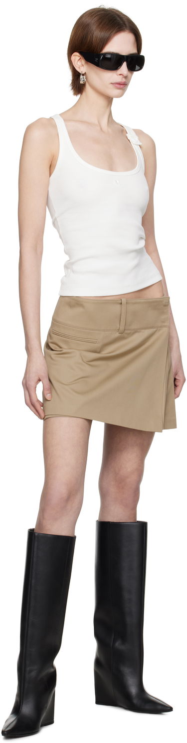 Nederdel Courrèges Courrèges Belted Pleated Miniskirt Beige | 125CJU220PL0178, 3