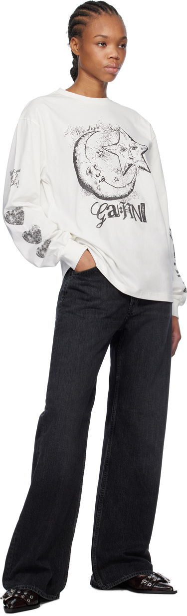 T-shirt GANNI GANNI Future Heavy Long Sleeve T-Shirt Hvid | T4064, 3