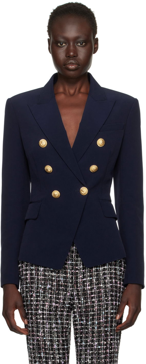 Jakke Balmain Balmain 6-Button Cotton Blazer Mørkeblå | DF0SG008VB00