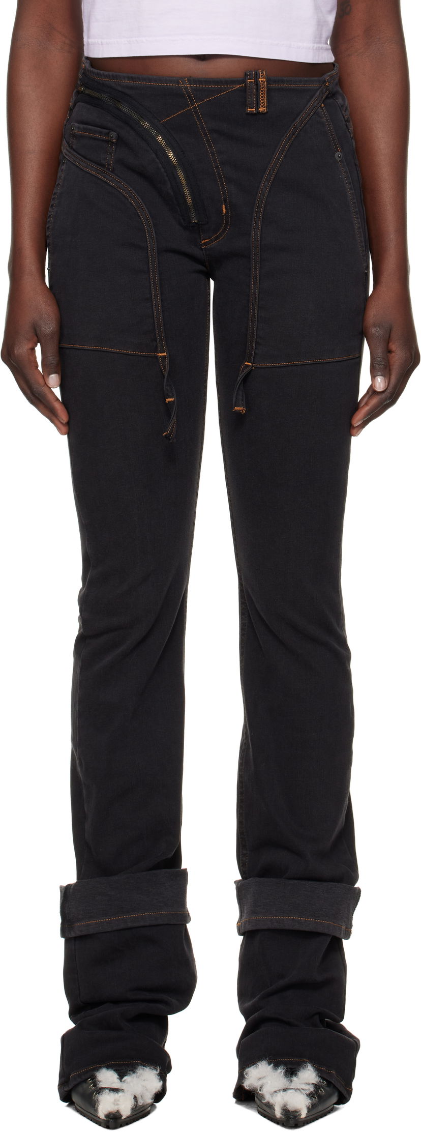 Jeans Ottolinger Ottolinger Open Back Denim Jeans Sort | 2217080211