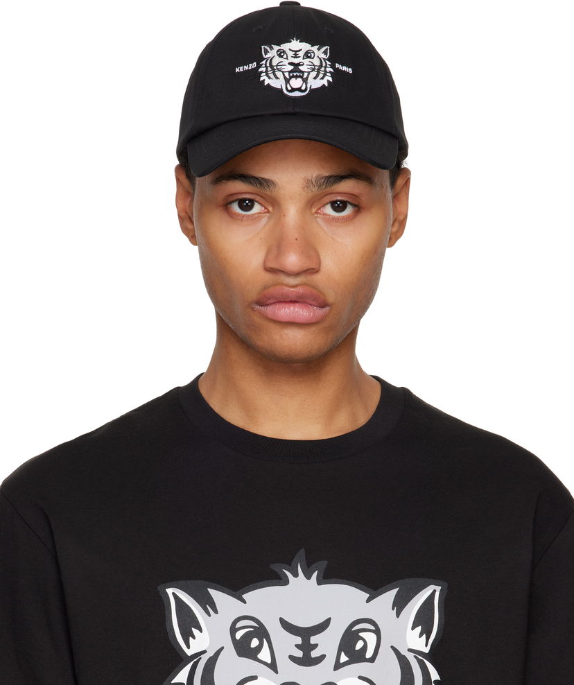Kasket KENZO Black Graphic Logo Cap Sort | FF58AC621F46
