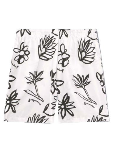 Badetøj Jacquemus Maillot Peinture Flower Sketch Swim Shorts Hvid | 225PA107-1044 1BI