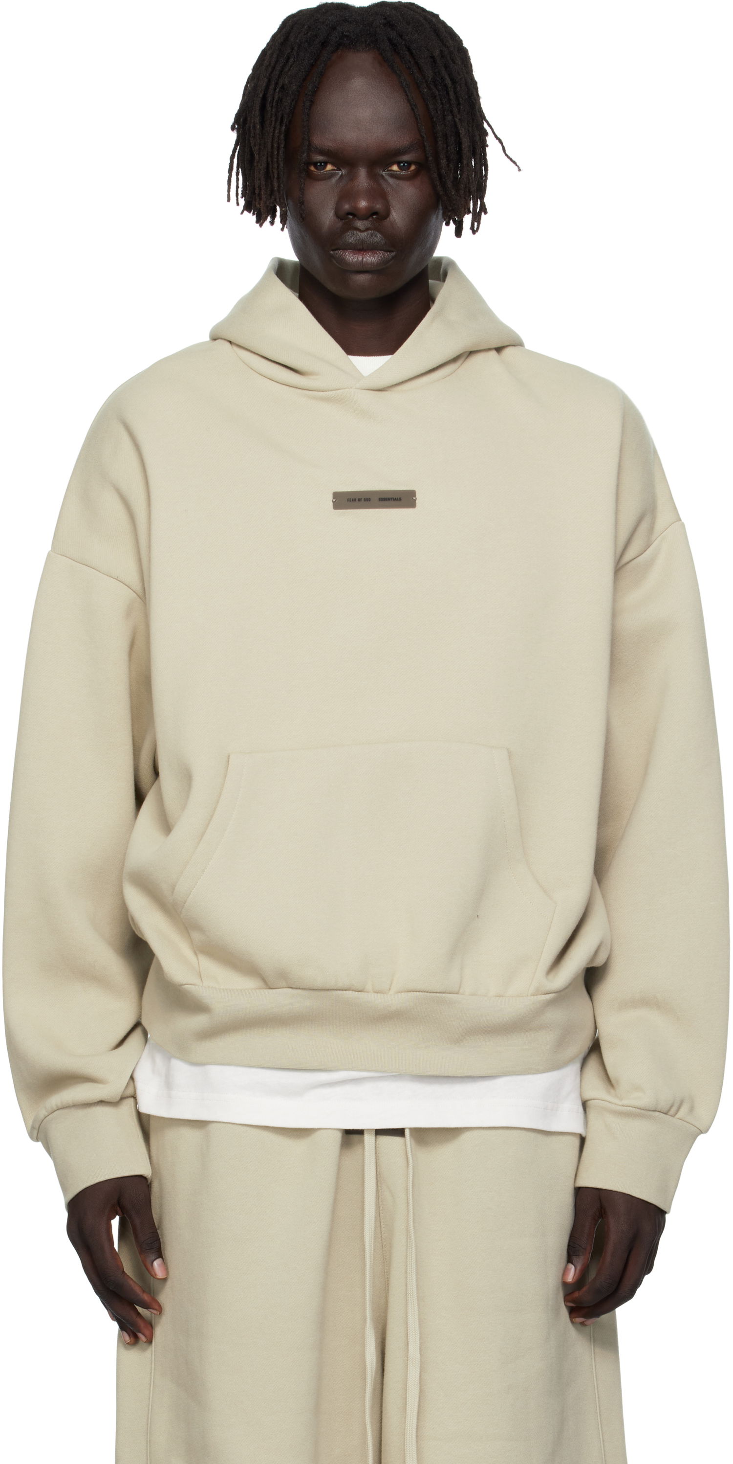 Sweatshirt Fear of God Fear of God ESSENTIALS Classic Fit Fleece Hoodie Beige | 192SP252056F, 0