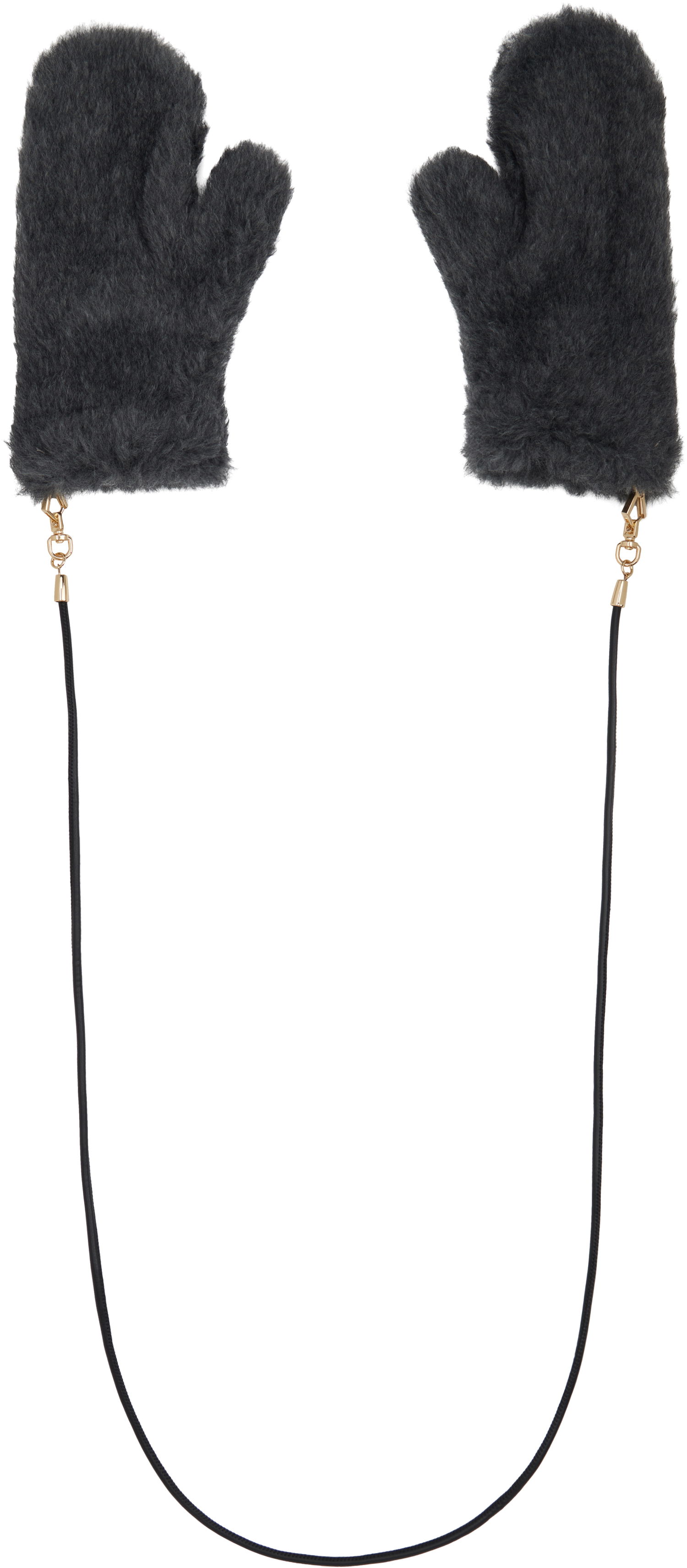 Handsker Max Mara Max Mara Faux Fur Mitts with String Grå | 2524566082600, 0