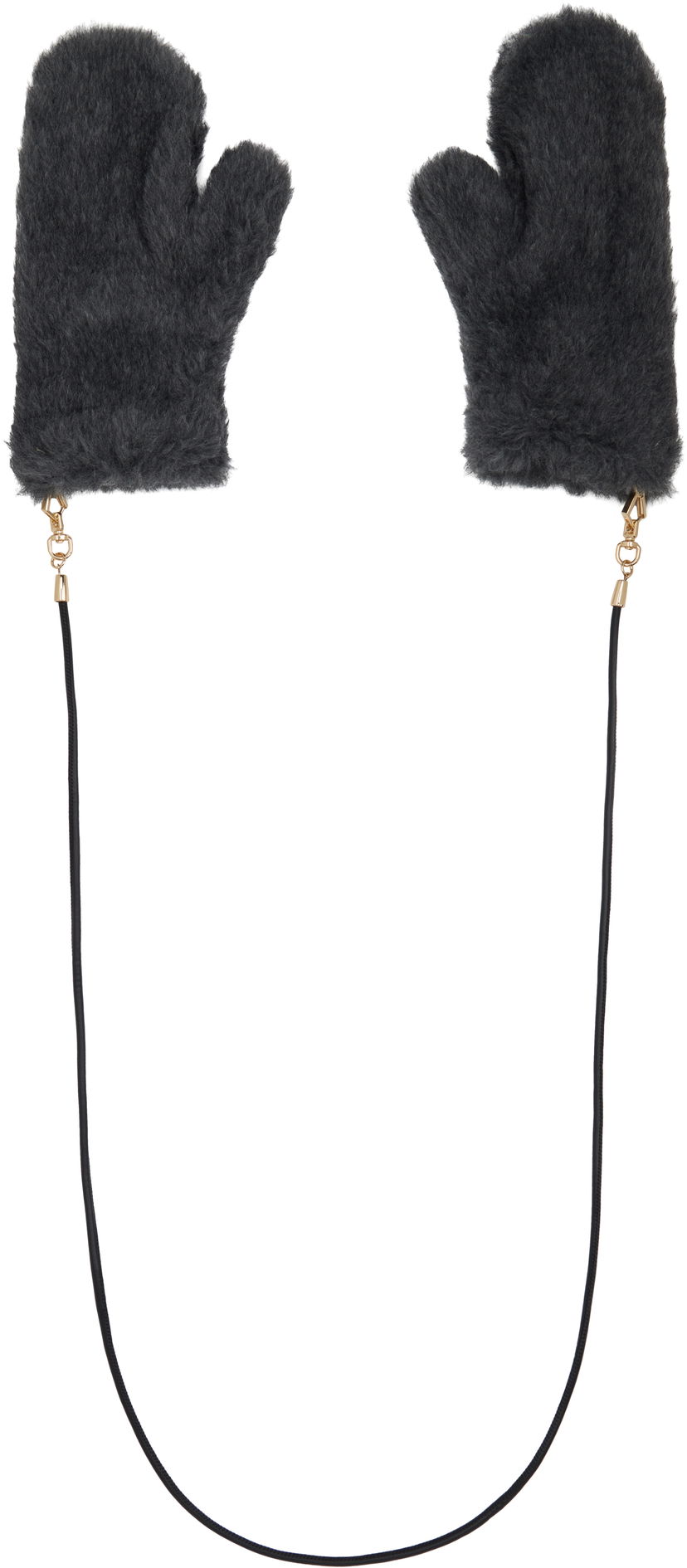 Handsker Max Mara Max Mara Faux Fur Mitts with String Grå | 2524566082600