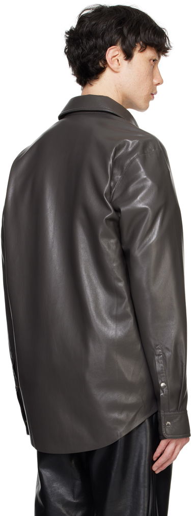 Skjorte Nanushka Nanushka Olavi Vegan Leather Button-Up Shirt Grå | NM24FWSH04569, 2