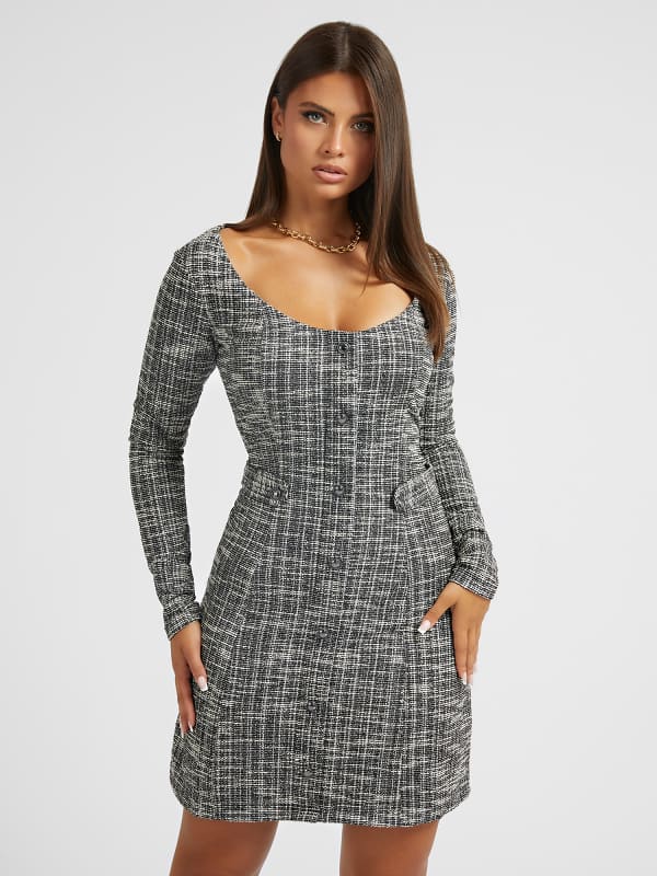 Kjole GUESS Tweed Grå | W2BK46KBDX0, 0