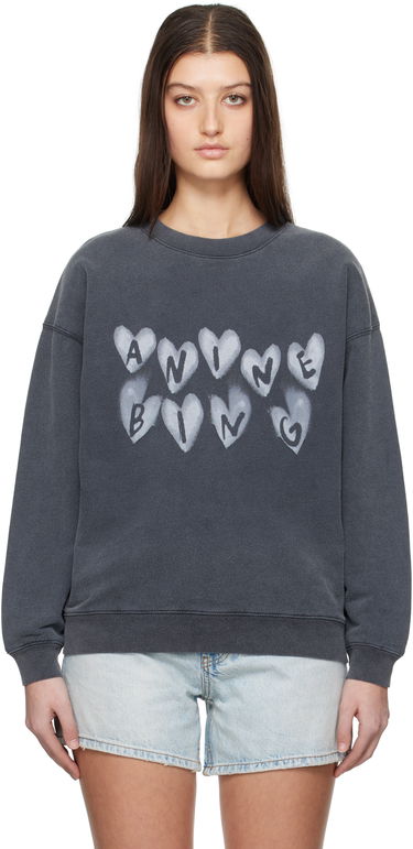 Sweatshirt Anine Bing ANINE BING Spencer Hearts Sweatshirt Grå | A-08-10517-WBL1, 0