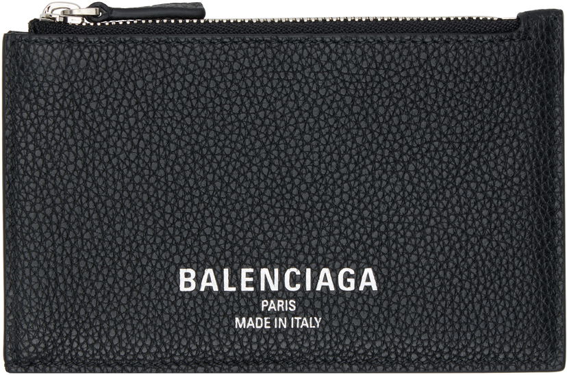 Tegnebog Balenciaga Grained Leather Card Holder Sort | 806639 2ABDD