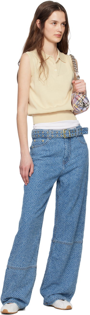 Jeans GANNI GANNI Izey Fluffy Belt Jeans Blå | J1721, 3