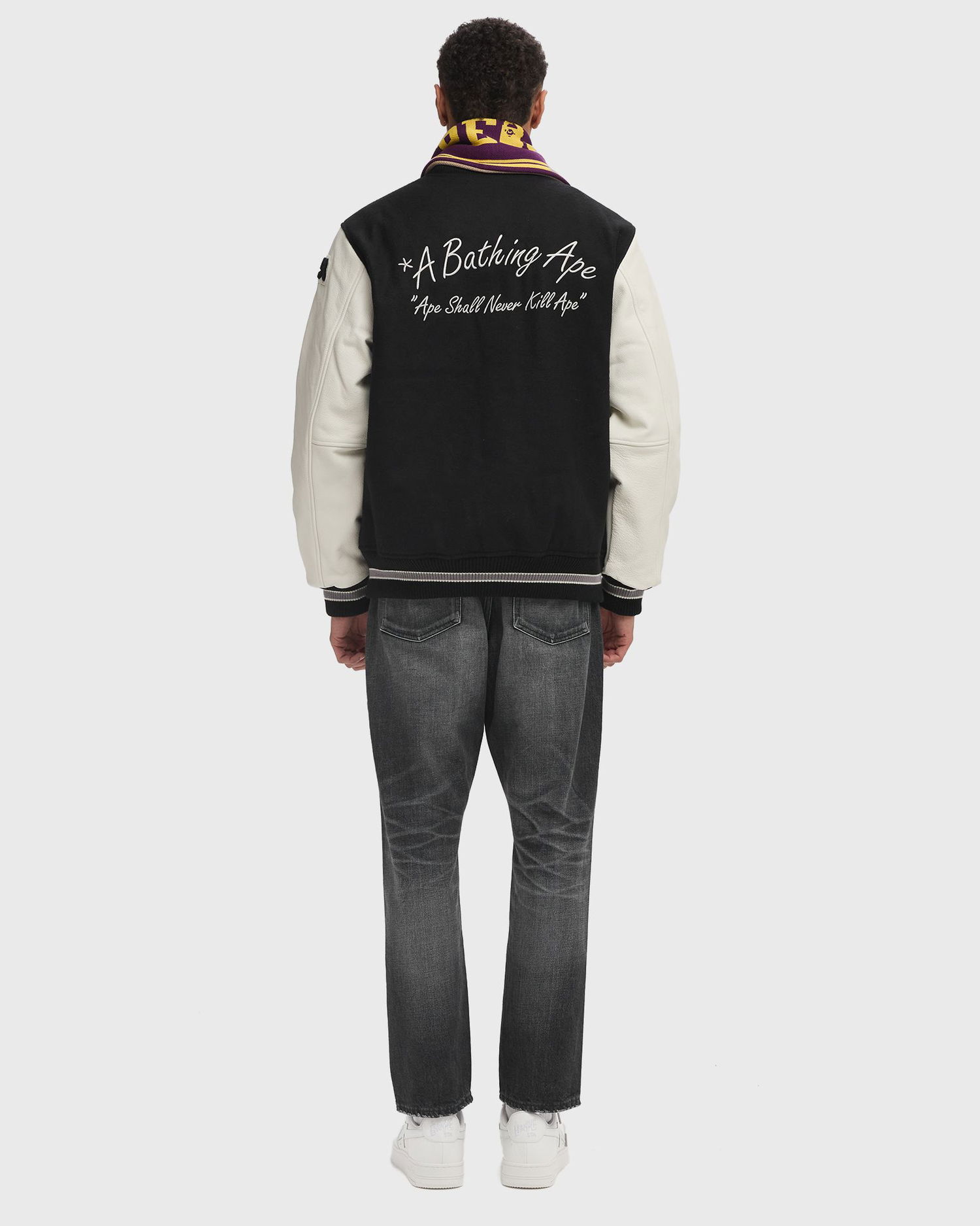 Bomberjakke BAPE Embroidery Varsity Jacket Sort | 001HJK801001MBLK, 1