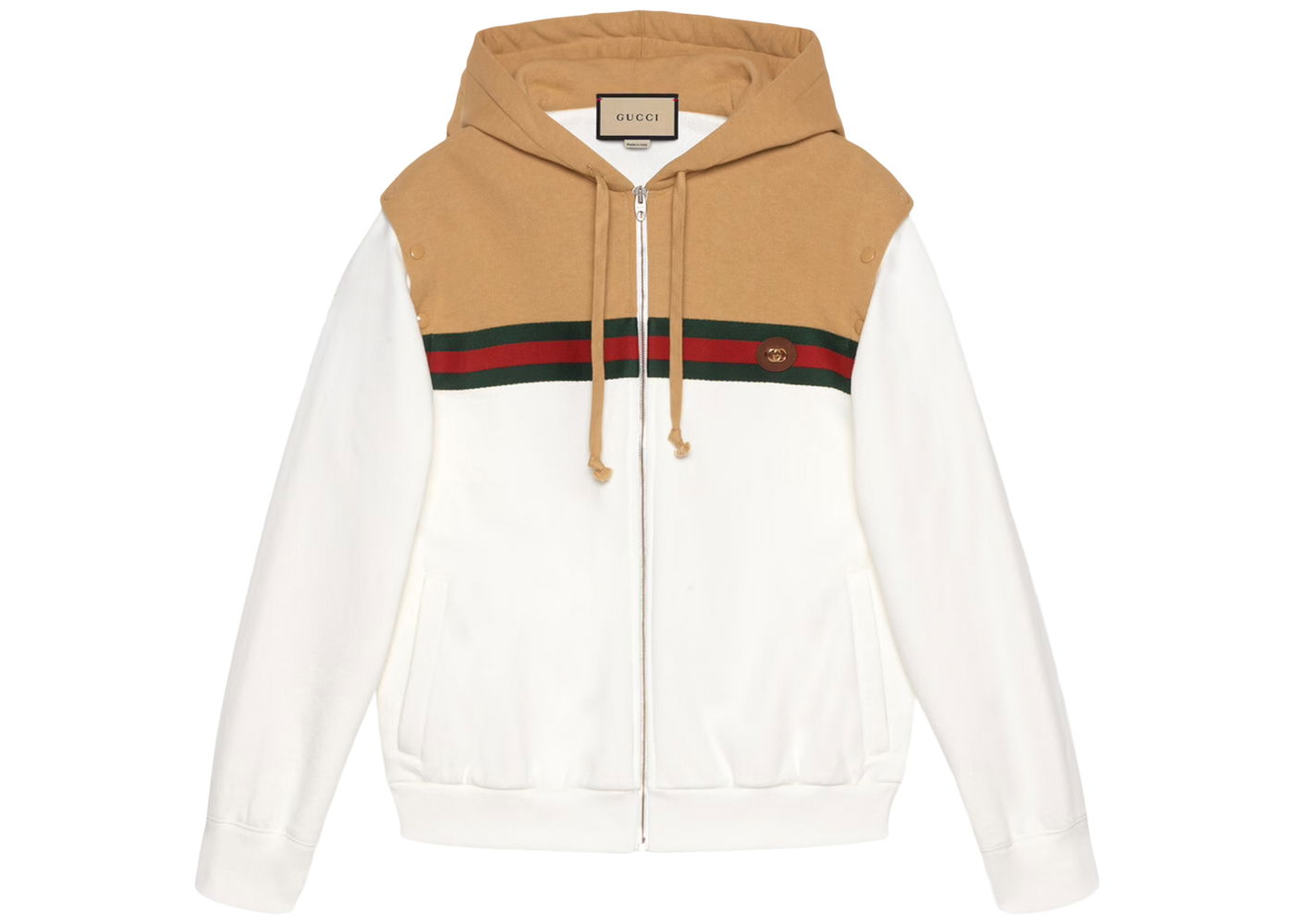 Sweatshirt Gucci Cotton Sweatshirt With Web Camel/Ivory Hvid | 660292 XJDHD 2109, 0