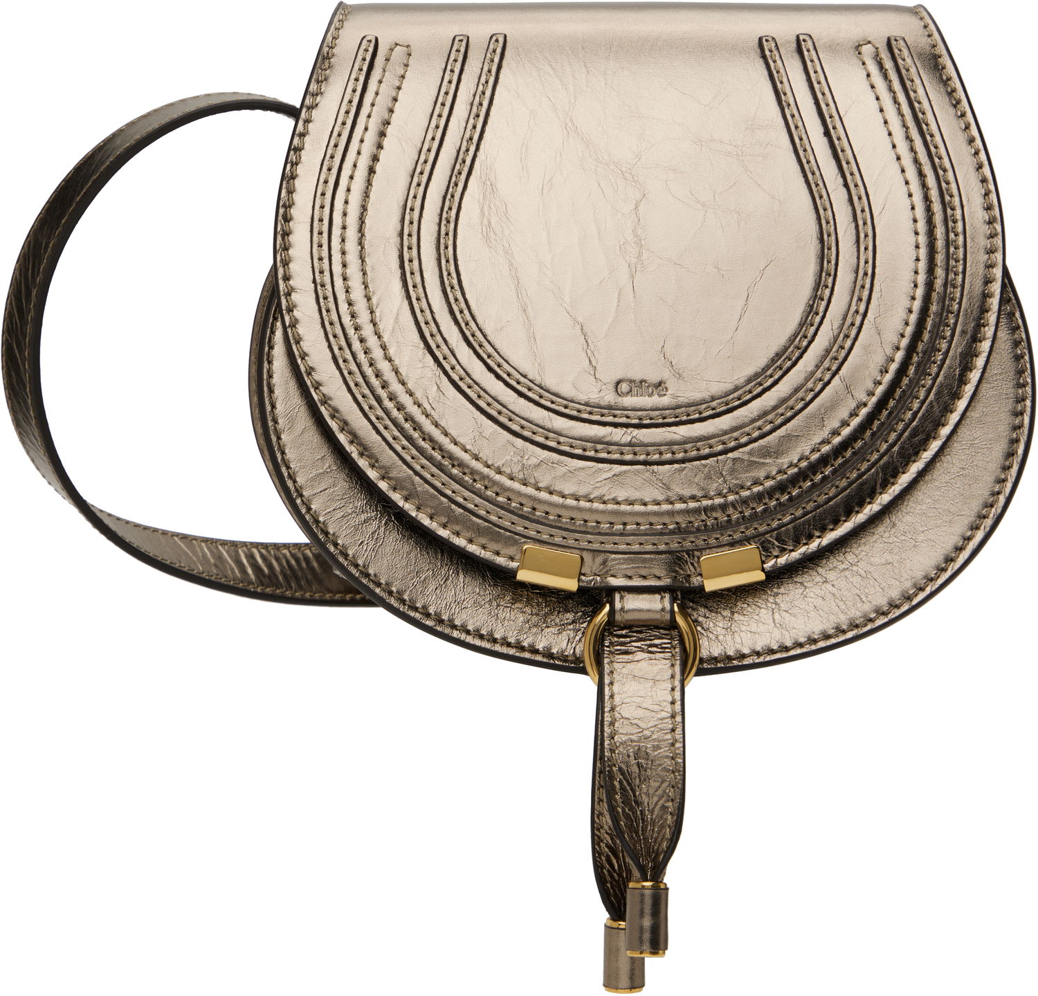 Skuldertaske CHLOÉ Small Metallic Leather Saddle Bag Metalisk | CHC25SS680O54, 0