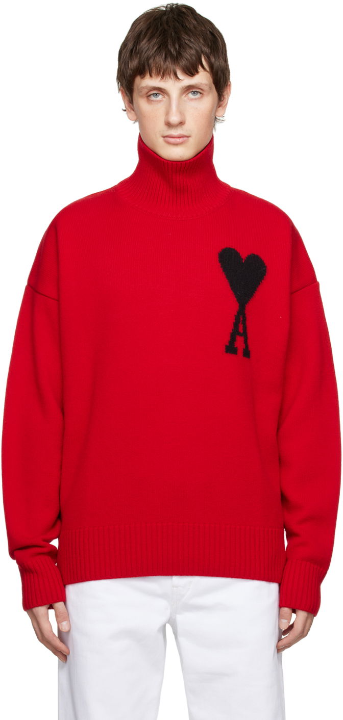 Sweater AMI Turtleneck Rød | UKS402.018, 0