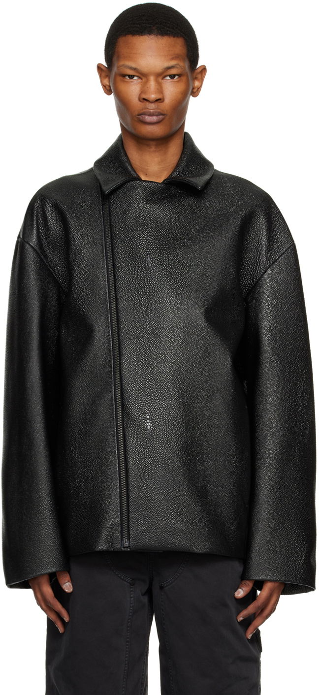 Jakke 032C Diamond Leather Jacket Sort | SS23-L-4010