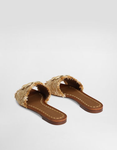 Tilbehør Dolce & Gabbana Dolce & Gabbana Rafia Braided Slippers Beige | CQ0646AN2178B218, 2