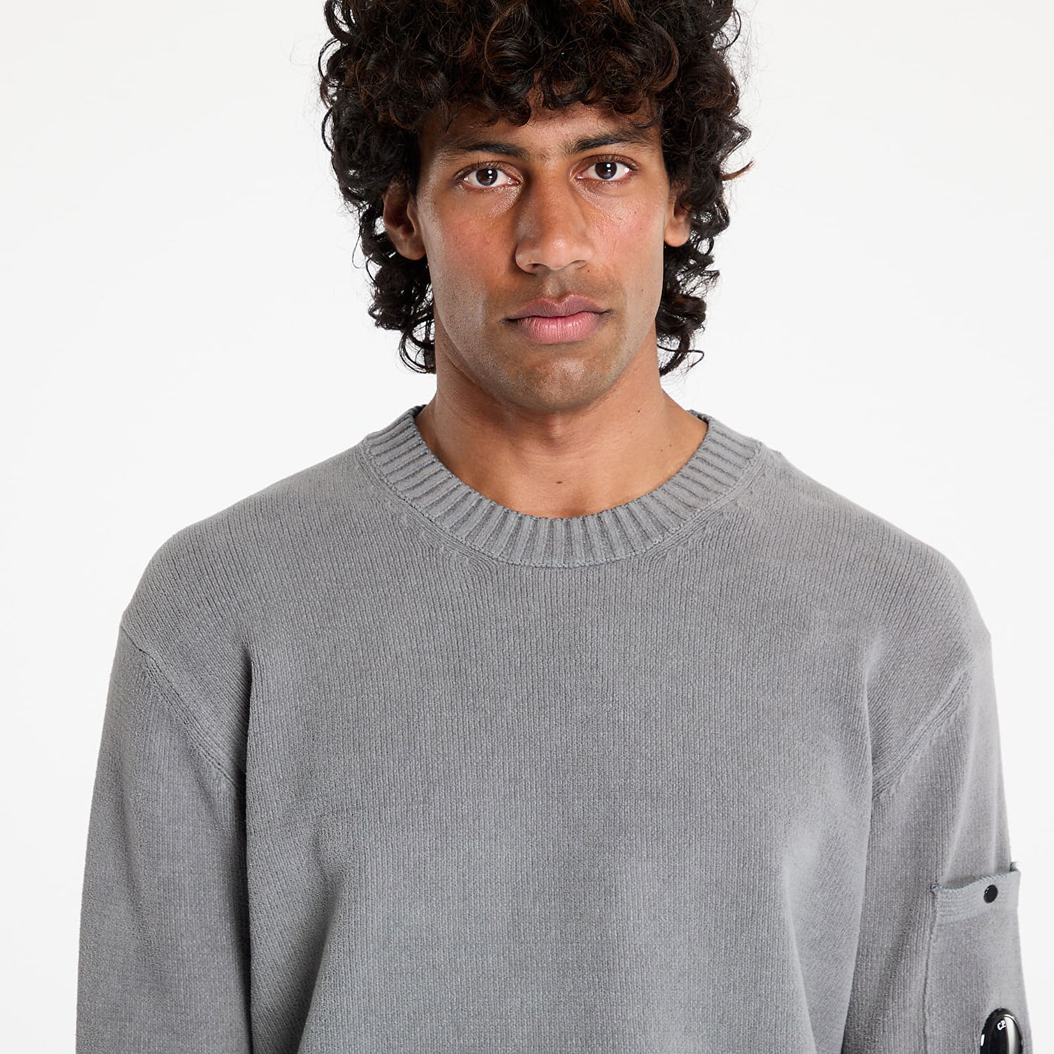 Sweater C.P. Company C.P. Company Chenille Cotton Lens Crewneck Knit Grå | 18CMKN068A005687G-935, 1