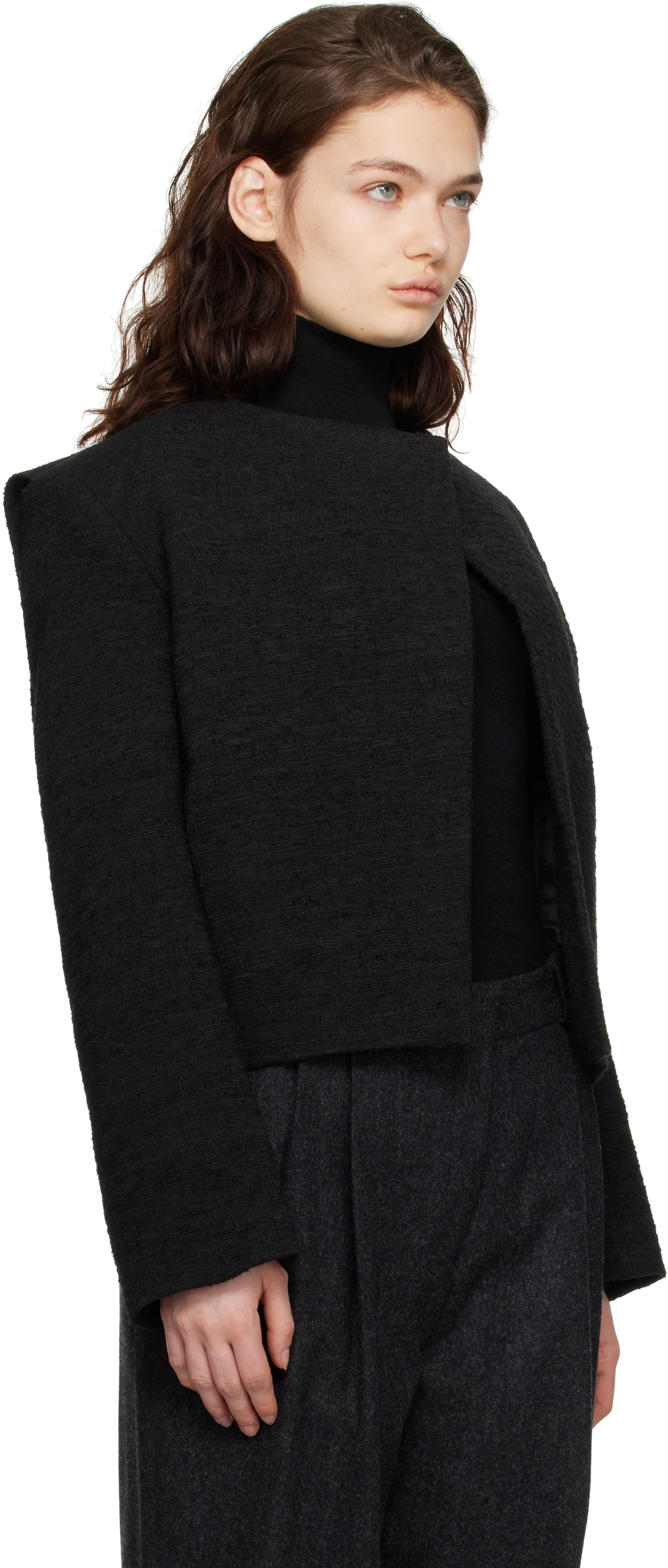 Vest TOTEME TOTEME Cropped Bouclé Jacket Sort | 251-WRO4309-FB0271, 1