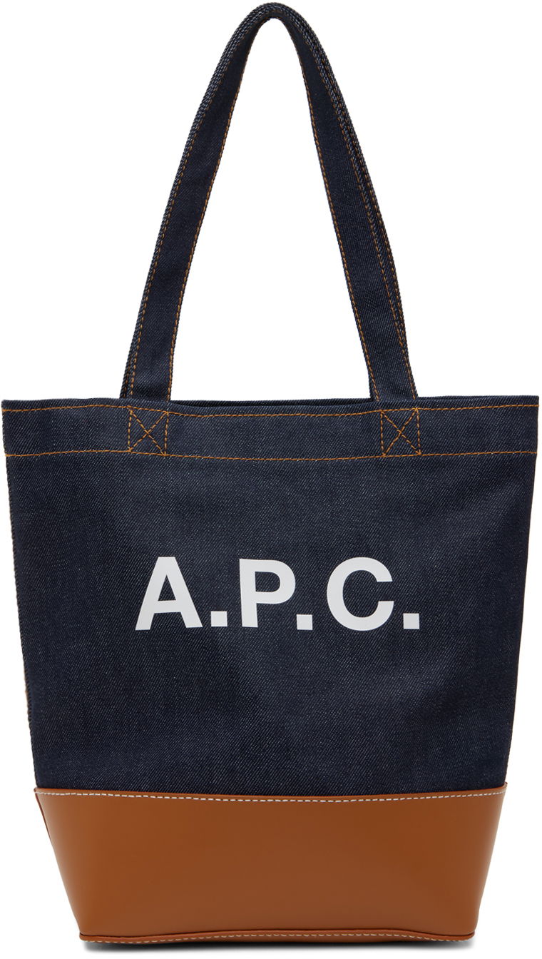 Rygsække og tasker A.P.C. Navy & Tan Small Axel Tote Sort | CODDP-M61568, 0