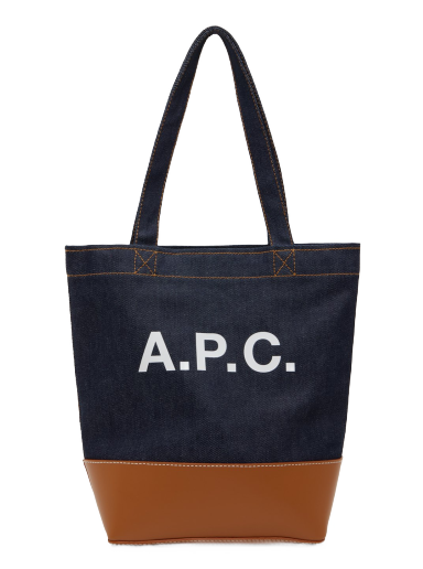 Rygsække og tasker A.P.C. Navy & Tan Small Axel Tote Sort | CODDP-M61568